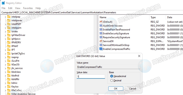 How to enable or disable SMB compression in Windows 11