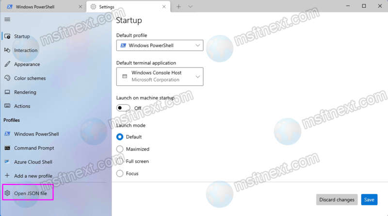 Windows Terminal Open JSON File