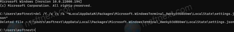 Delete Settings.json File To Reset Windows Terminal