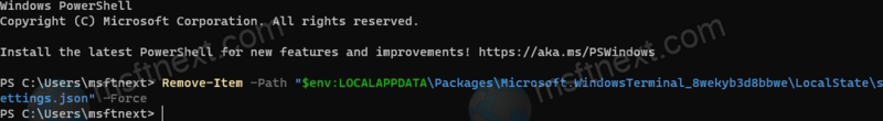 Remove Settings.json With Powershell To Reset Windows Terminal