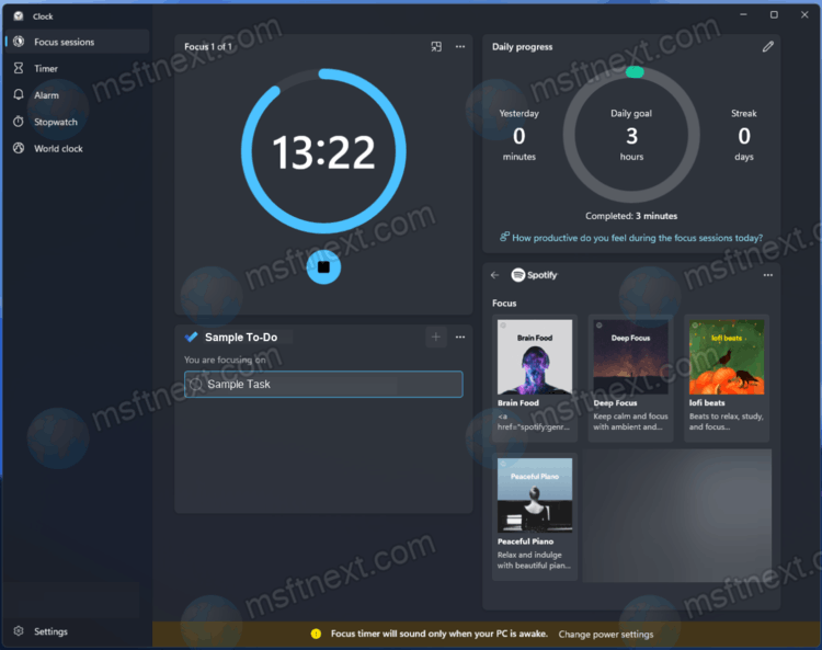 Windows 11 Clock App Focus Sessions 1