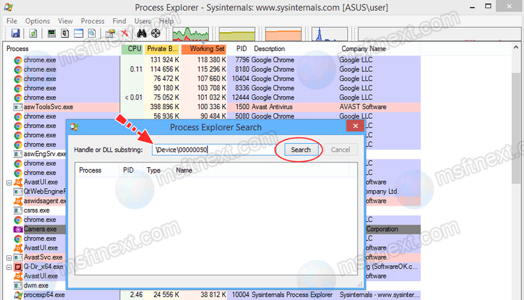 Process Explorer Find The Processes Using Webcam