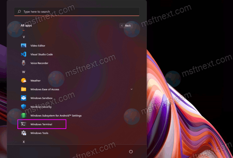 Open Windows Terminal In Windows 11 From Start Menu