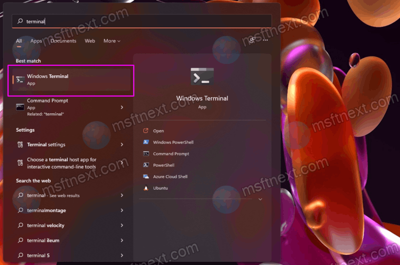 Open Windows Terminal In Windows 11 From Search