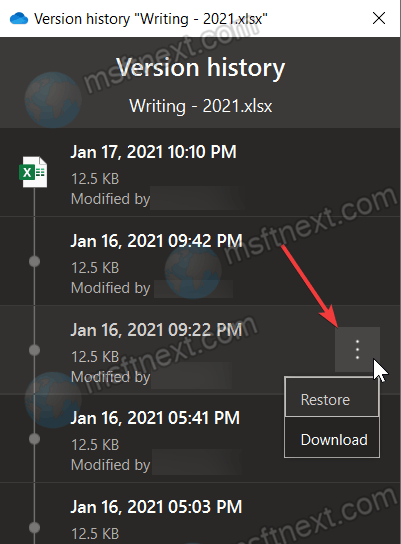 Restore A Previous File Version In OneDrive for Windows 