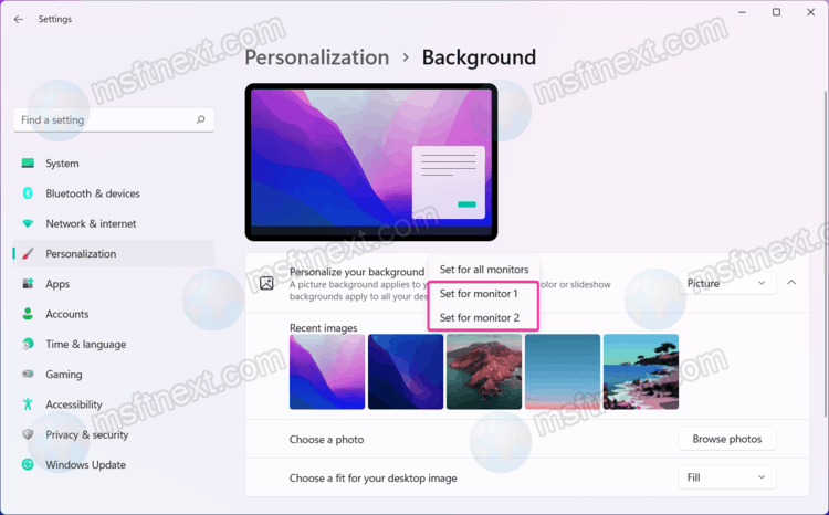How to set a different wallpaper for each monitor in Windows 11