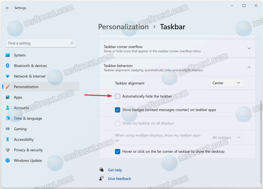 Uncheck Automatically Hide The Taskbar In Windows 11