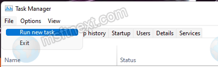 Task Manager Run New Task