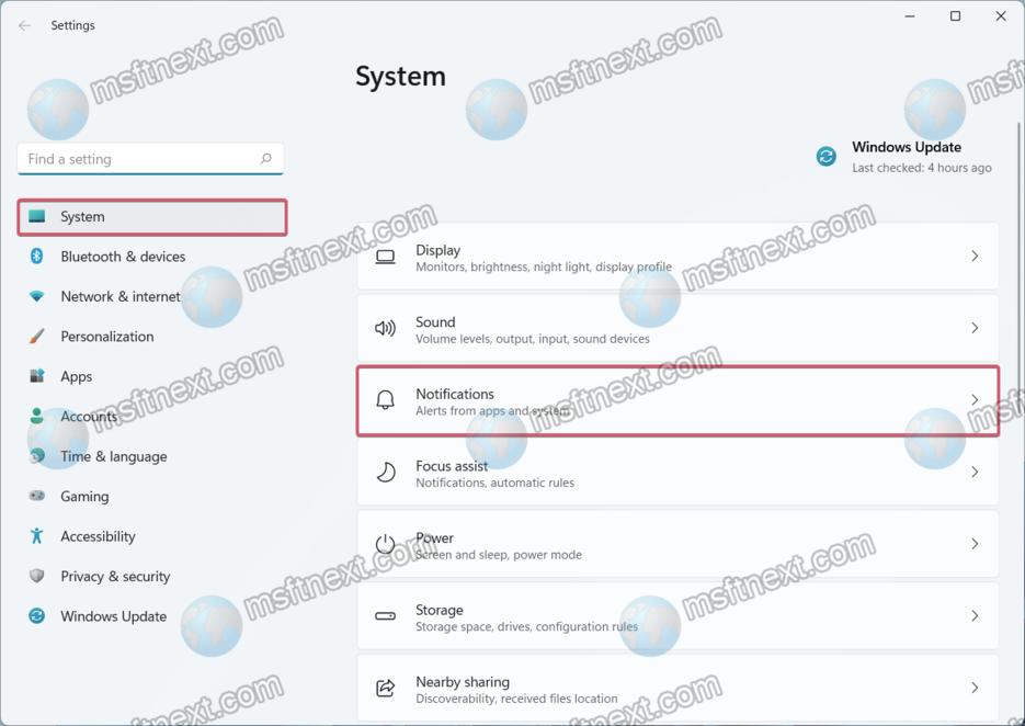 System -> Notifications in Settings