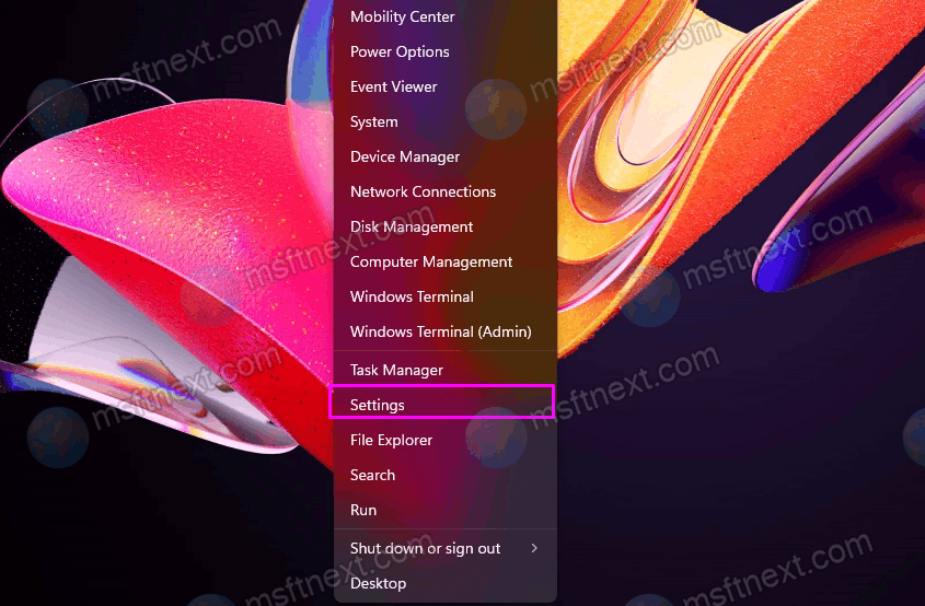 Open Settings in Windows 11 