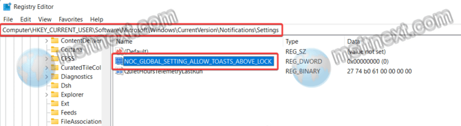 Turn Off Lock Screen Notifications In Registry Editor