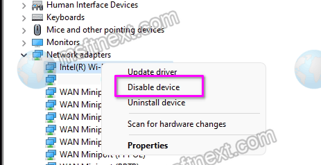 turn off Wi-Fi in Device Manager