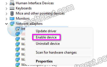 select Enable device