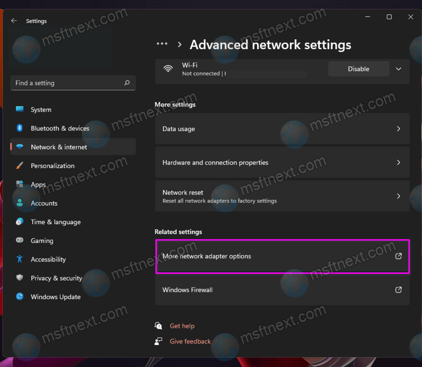 More Network Adapter Settings