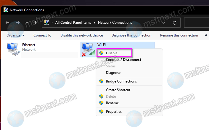 turn off Wi-Fi in Windows 11 using Control Panel