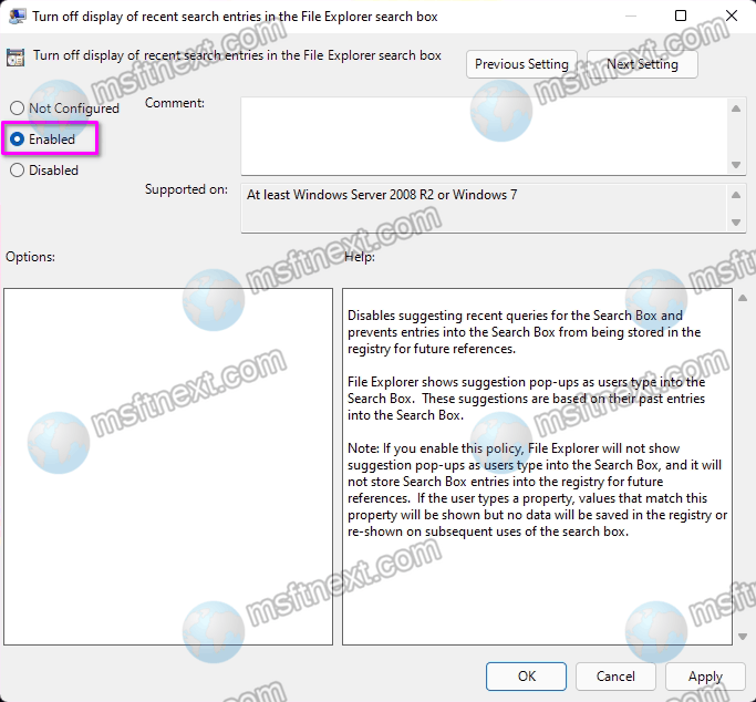 Turn off Internet search in Windows 11