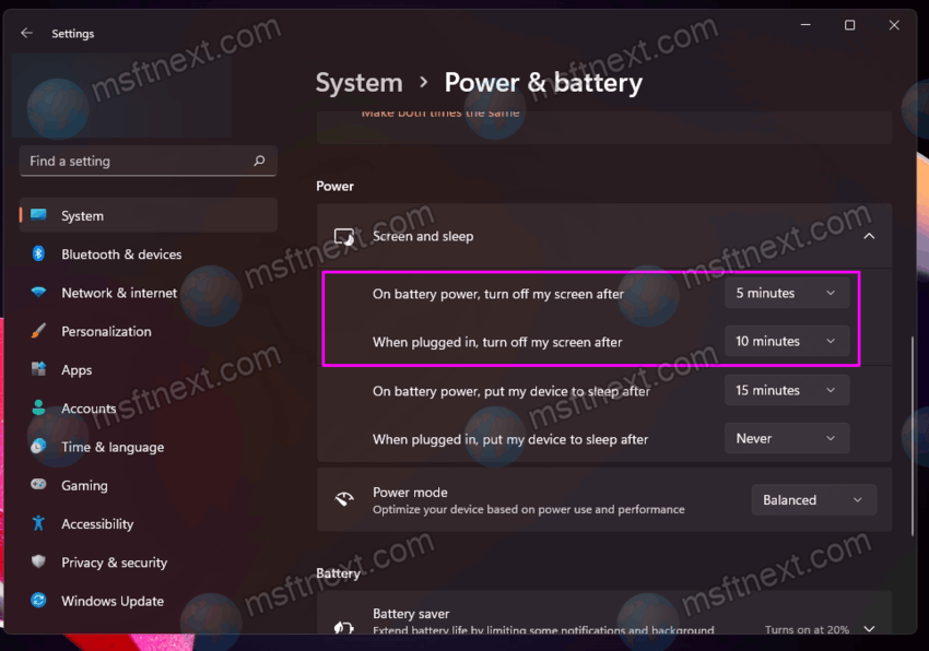 Change The Screen Off Time On Windows 11