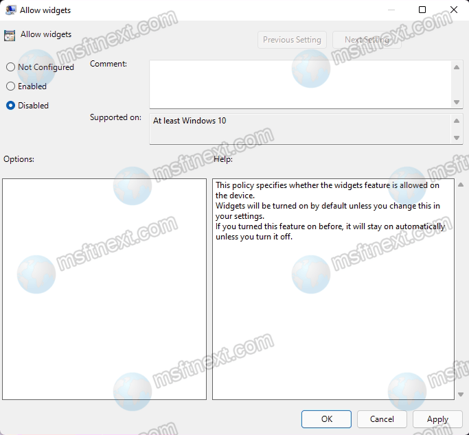 Disable Widgets in Windows 11