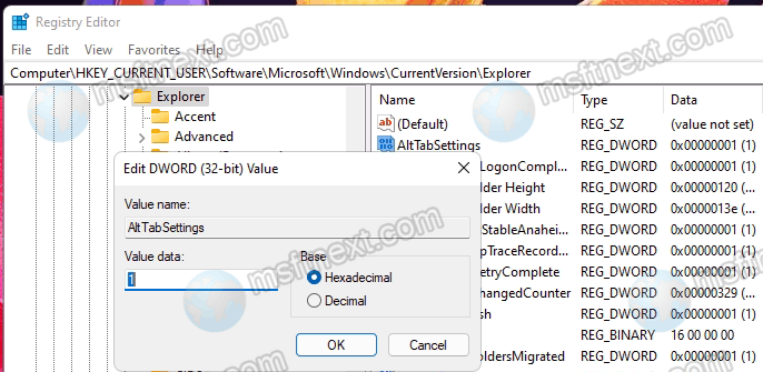 Enable Classic Alt Tab Dialog In Windows 11