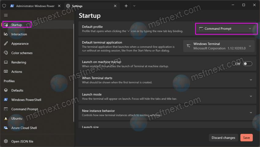 Set default Terminal Profile