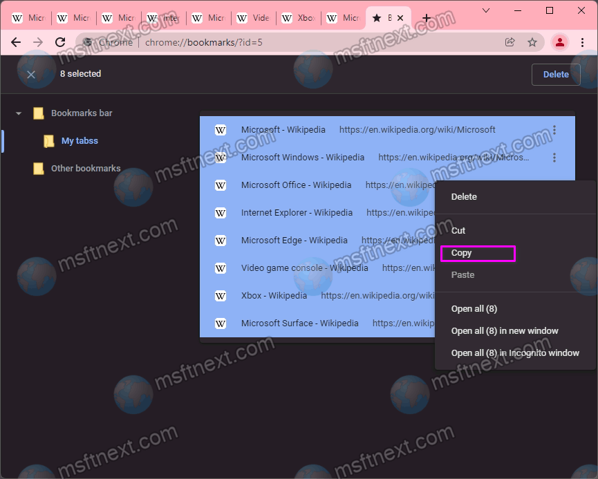 Сopy URLs From All Tabs In Chrome