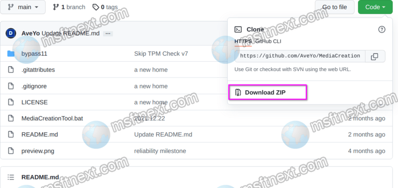 select "Download ZIP" from the menu