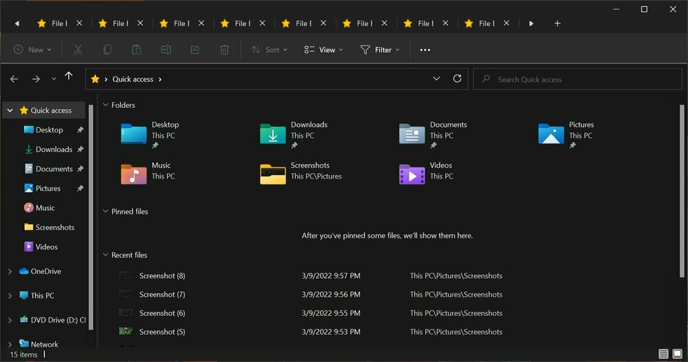 File Explorer tabs with scroll buttons