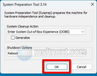 Sysprep Press OK