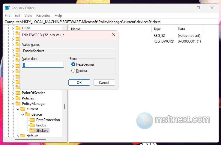 Windows 11 Enable Stickers for Desktop