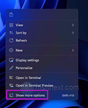 Click Show More Options