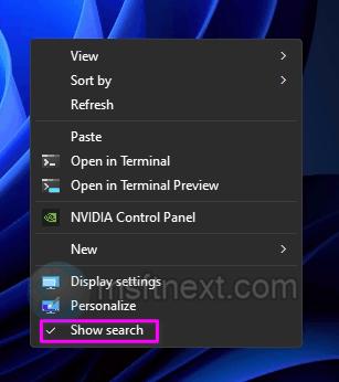 Click Show Search To Enable Windows 11 Desktop Search