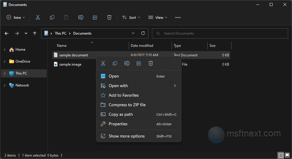 Add a file to Favorites Home