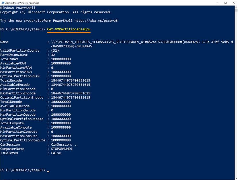 list video cards in powershell