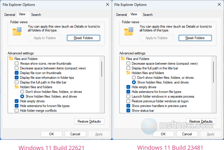 missing folder options dialog on Windows 11