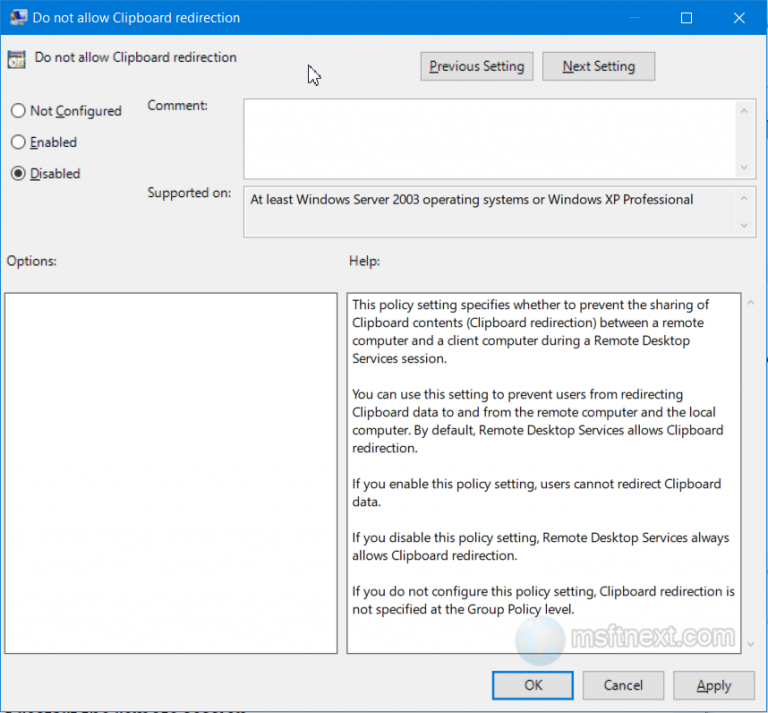 RDP clipboard copy and paste is not working
