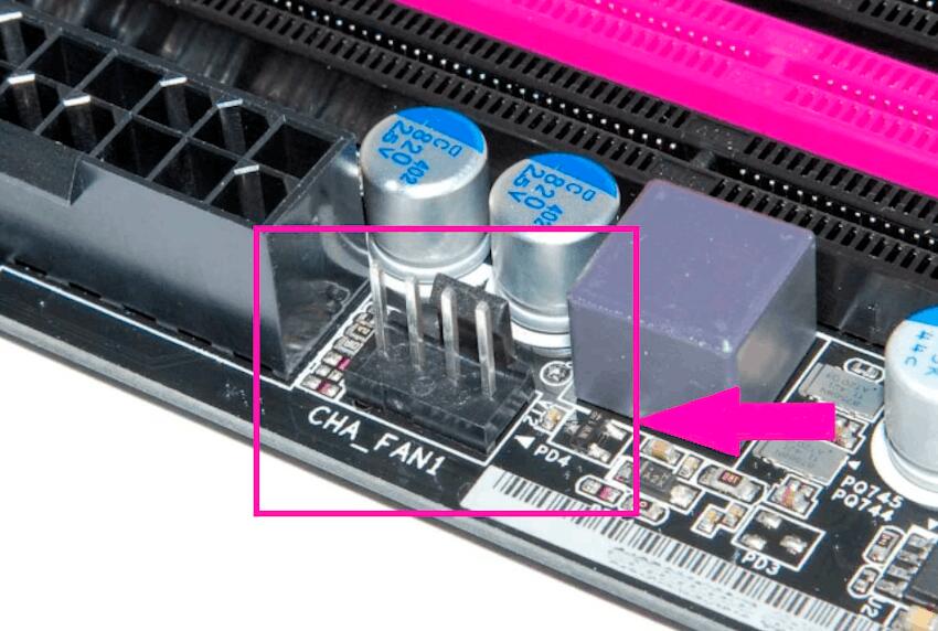 The Cha Fan connector on the motherboard