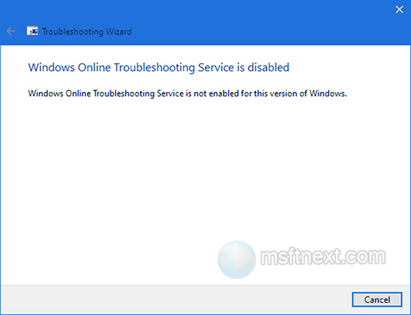 Windows Online Troubleshooting Service Is Disabled