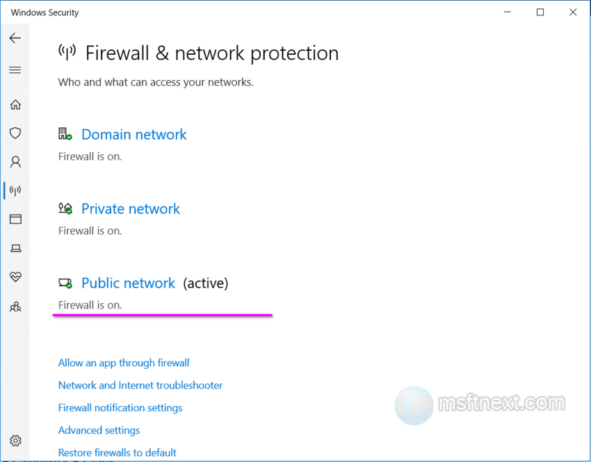 active firewall profile