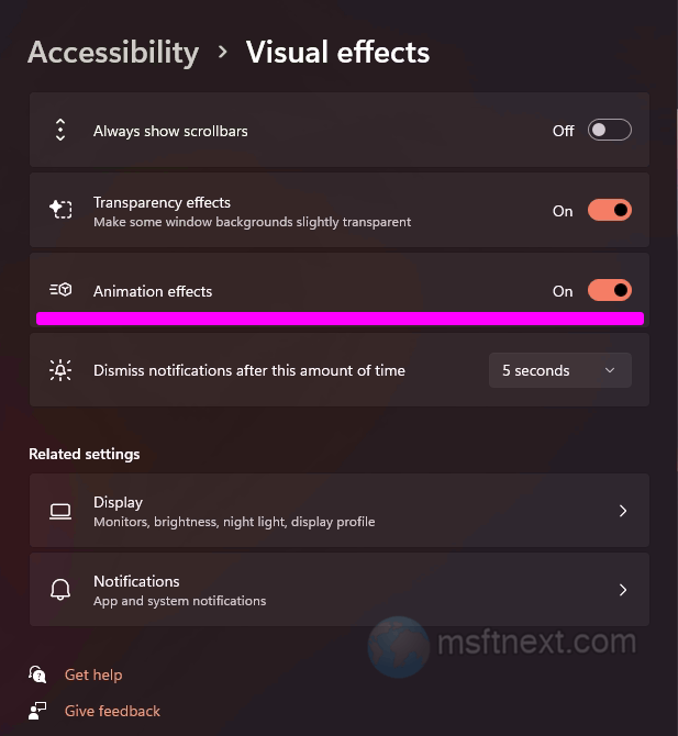 enable animation effects to fix the screen is not dimming