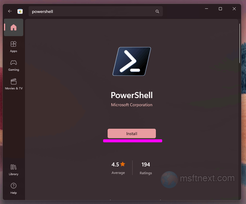 install powershell from Microsoft Store