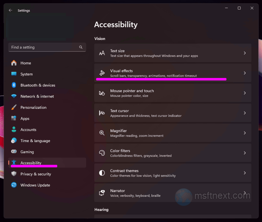 visual effects subsection