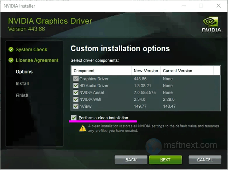 Nvidia clean install of the driver