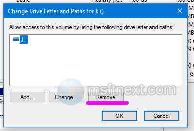 remove the drive letter